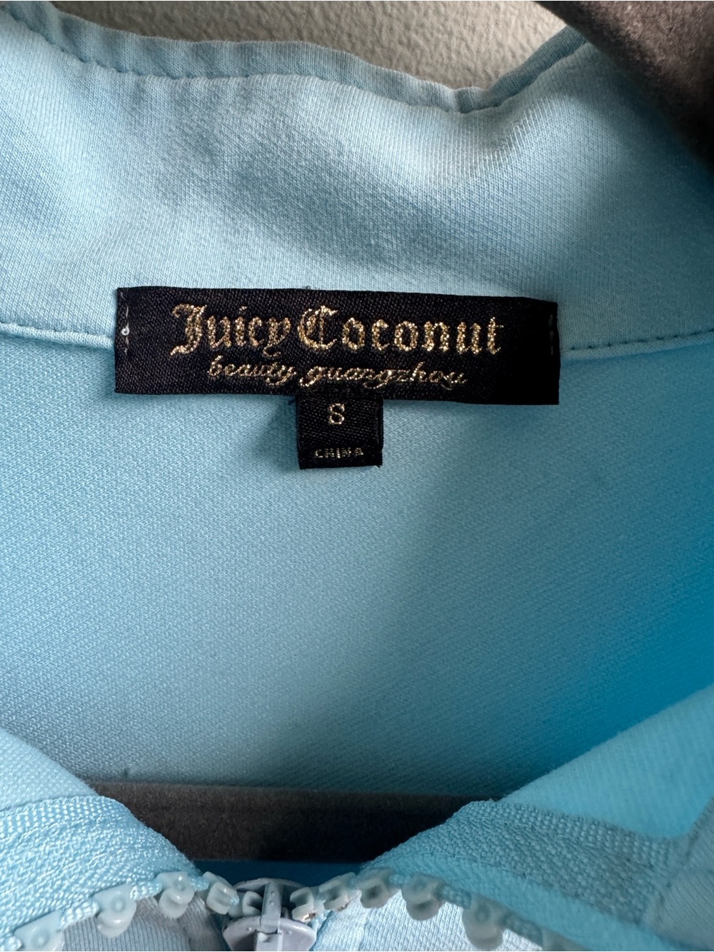 Y2K Juicy Coconut Pastel Blue Zip Up Jacket Sequin Rhinestone Crop Small - Picture 3 of 6